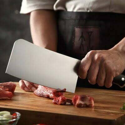 German Steel Chopping Knife with Natural Ebony Wood Handle