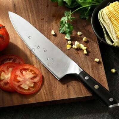 German Steel Kitchen Chef Knife with Natural Ebony Wood Handle