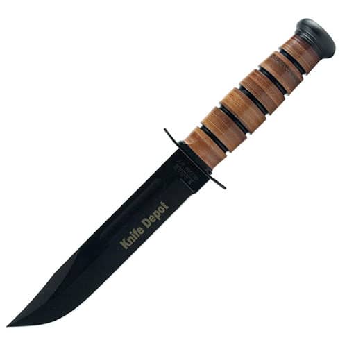 Engraved KA-BAR USMC Tactical/Utility Knife, 7″ Blade, Leather Sheath