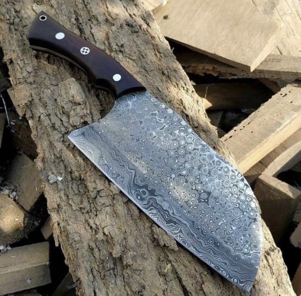 Handmade Raindrop Damascus Steel Cleaver Knife