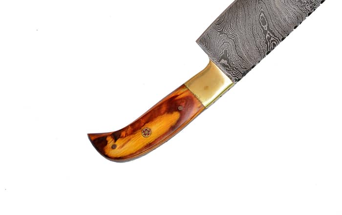 Handmade Outdoor Damascus Hunting Knife (with Genuine Leather Sheath)