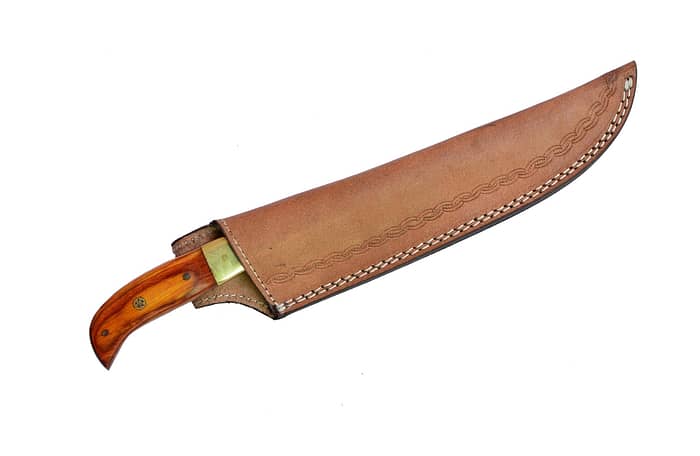 Handmade Outdoor Damascus Hunting Knife (with Genuine Leather Sheath)