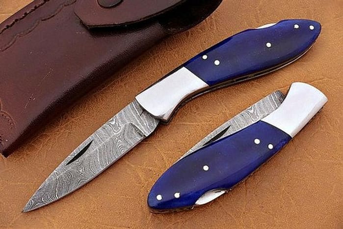 Hand Made Pocket Knife-Blue Handle