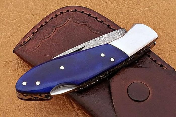 Hand Made Pocket Knife-Blue Handle