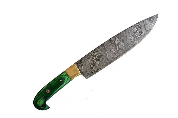 Outdoor Damascus Hunting Knife With Leather Sheath