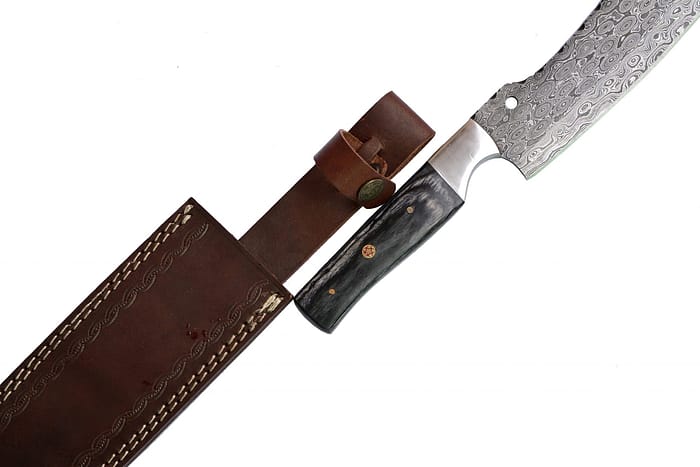 Damascus Outdoor Hunting Knife (with Genuine Leather Sheath)