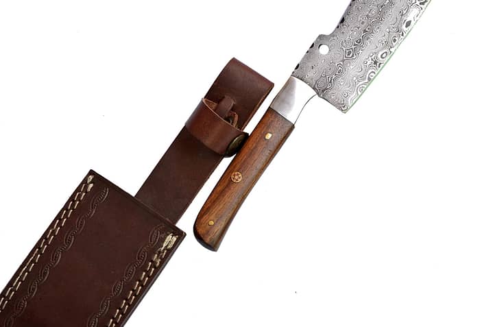 Outdoor Damascus Hunting Knife (with Genuine Leather Sheath)
