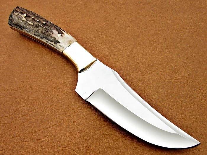 D2 Steel Blade Skinner Knife With Deer Antler Handle