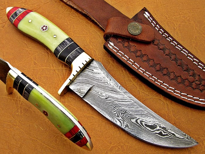 Damascus Steel Blade Bowie Knife 9 Inch