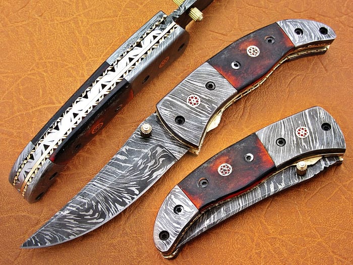 Damascus Steel Blade Folding Knife 8.5 INCH