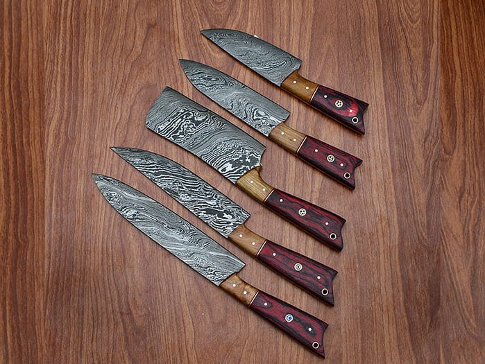 Handmade Damascus Blade Kitchen Chef Knife Set