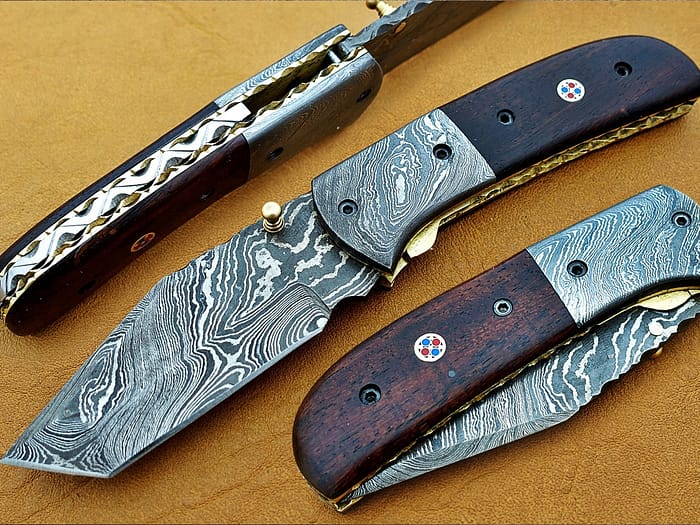 Damascus Steel Blade Folding Knifes 7.5 INCH