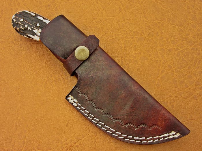 Damascus Steel Blade Gut Hook Bowie Knife 8 Inch