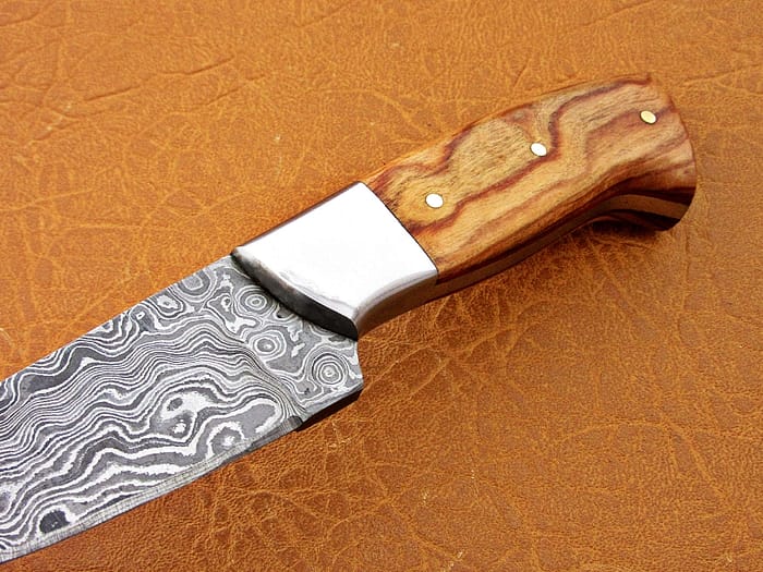Damascus Steel Blade Skinner Knife With Walnut Wood Handle