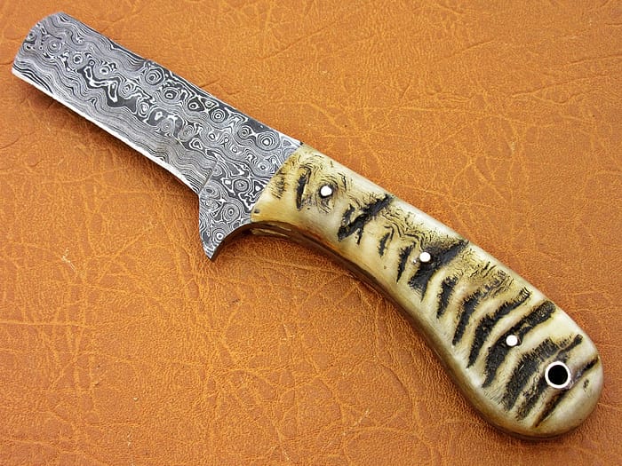 Damascus Steel Blade Cowboy Hunting With Ram Horn Handle