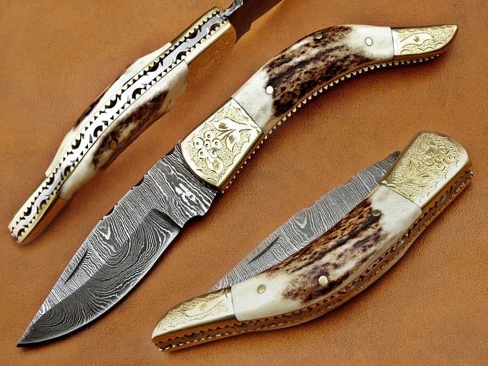 Damascus Steel Blade Folding Knife 7 INCH