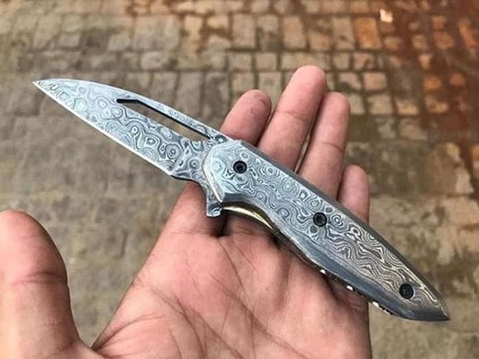 Custom Handmade Damascus Steel Blade Folding Pocket Knife