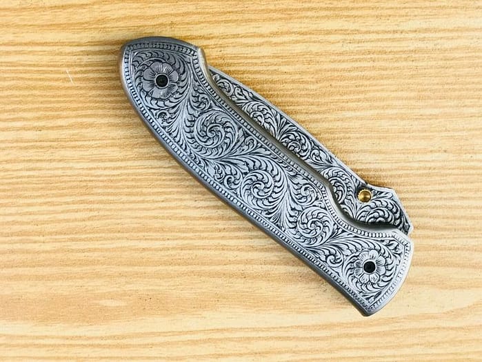 Hand Engraved Folding Knife-9 Inches
