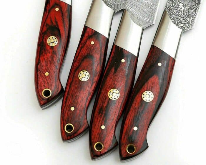 Damascus Chef Steak Knives 4 Pieces