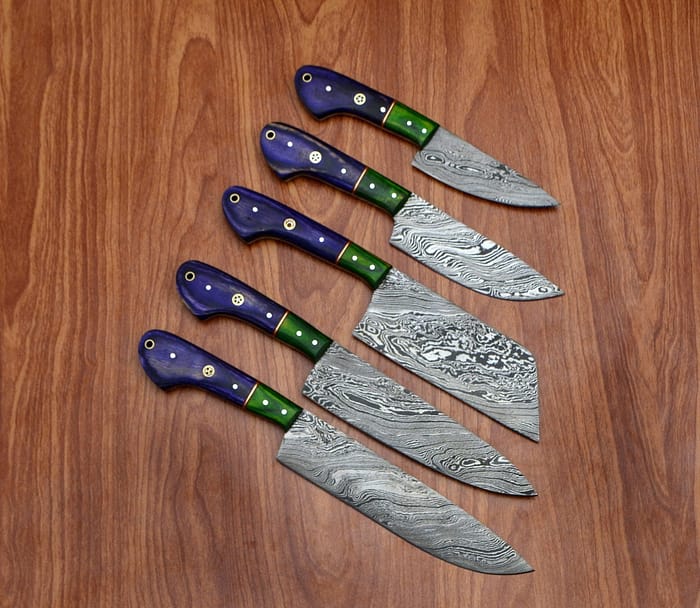 Damascus Hand made steel fixed kitchen chef knives