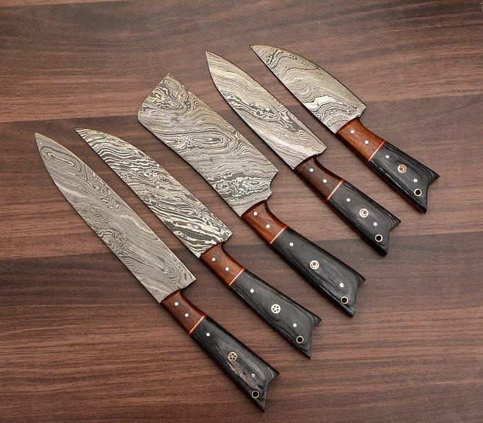Handmade Damascus Steel Chef Knives - 5 Pcs