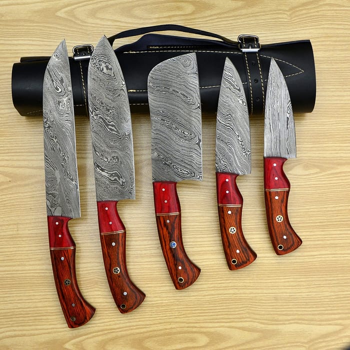 Hand made Damascus chef knife set
