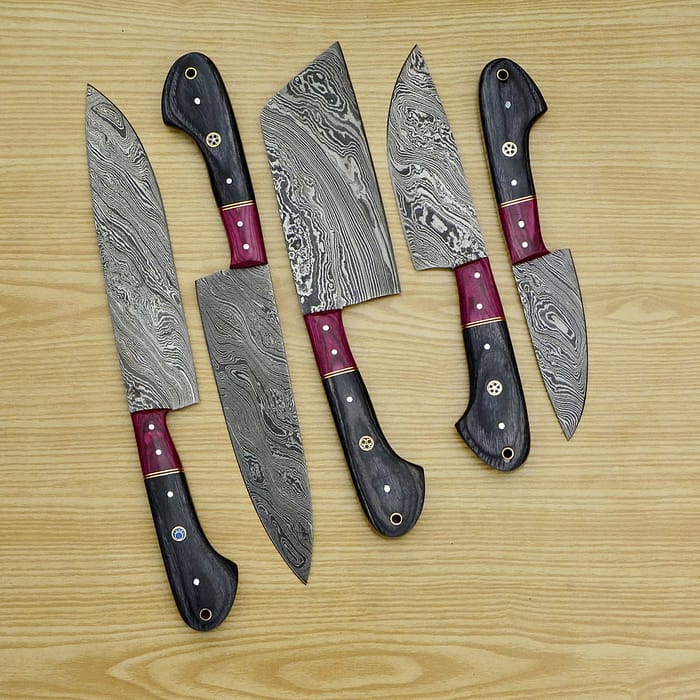 Grey Handle Professional Chef Knife Set - 5 Pcs.