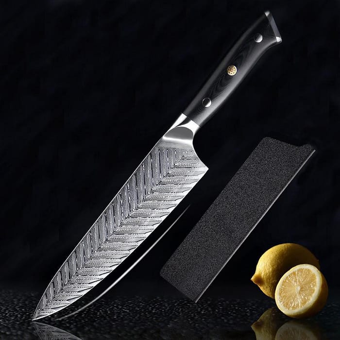 8 Inch Fishbone Pattern Damascus Steel Chef Knife