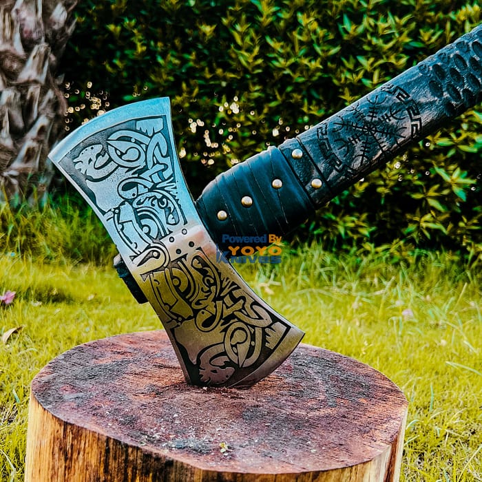 Custom Hand Forged Double Headed Viking Axe-Carbon Steel