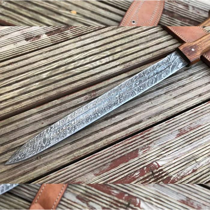 24 Inches Fixed Blade Double Edge-Damascus Sword