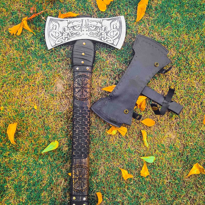 Custom Hand Forged Double Headed Viking Axe-Carbon Steel
