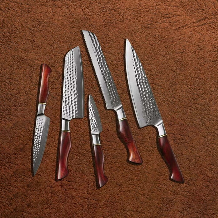 5 PCS High End Kitchen Knife Set with Natural Rosewood Handle