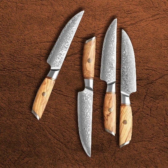 73 Layers Powder Steel Steak Knife with Olive Wood Handle