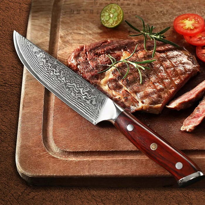 High Carbon Stainless Steel Steak Knife with Rosewood Handle