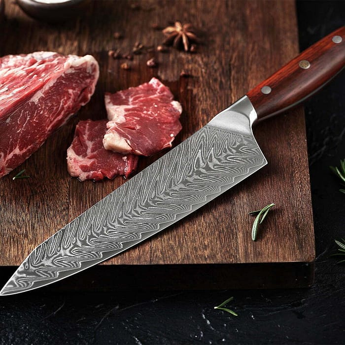 Layers Damascus Steel Chef Knife with Rosewood Handle
