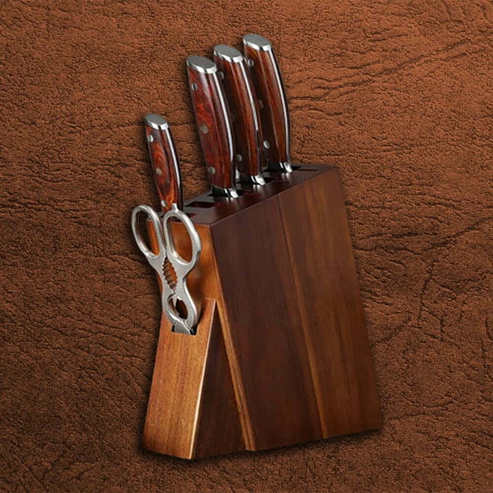 Nature Wood Kitchen Knife Stand Holder with Hole