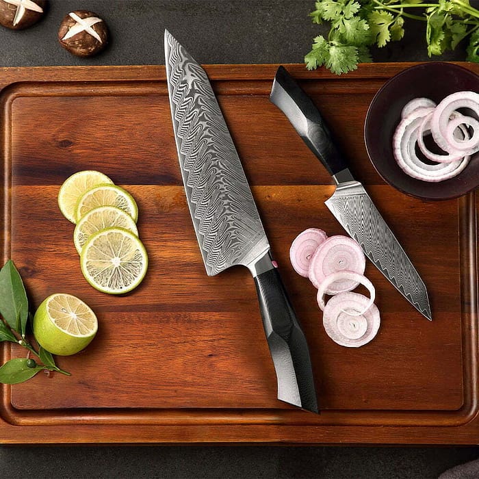 Professional 67 Layers Damascus Steel 2pcs Knife Set With G10 handle