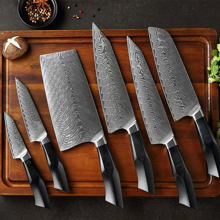 Professional 67 Layers Damascus Steel 6Pcs Knife Set With G10 Handle