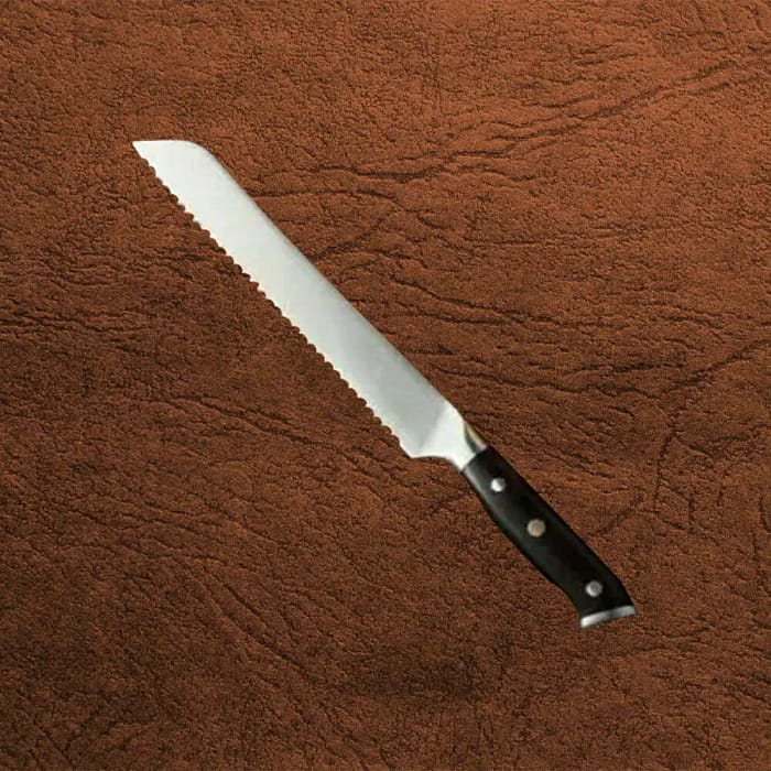 German Steel Kitchen Bread Knife With Natural Ebony Wood Handle