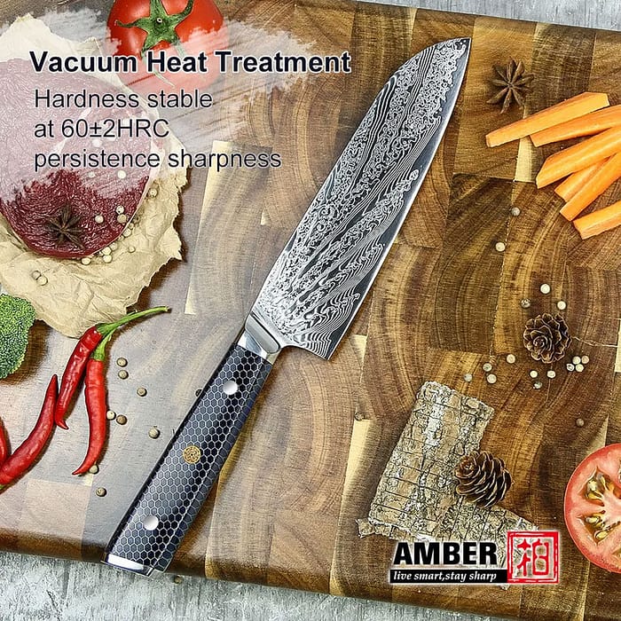5 Piece Premium Damascus Kitchen Knives set with VG10 Honey Comb Handle