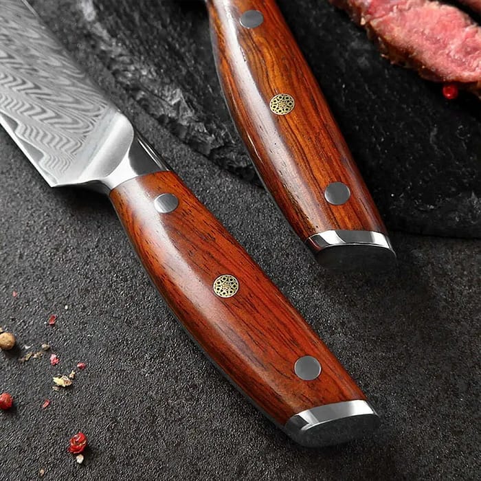 67 Layers Damascus Steel 5 Inches Steak Knife With Rosewood Handle