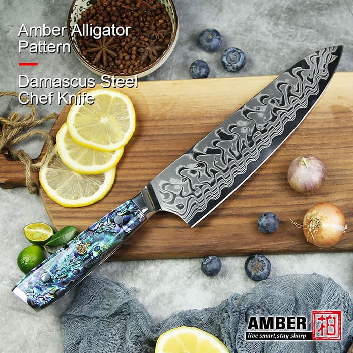 9 piece Damascus Stainless Steel 45 Layers Kitchen Knives Set with abalone handle