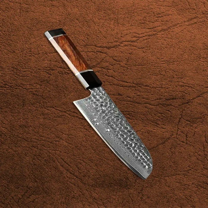 Damascus Professional Japanese 67 Layers 6 Inches Kitchen Santoku Knife With Desert Iron Wood Handle