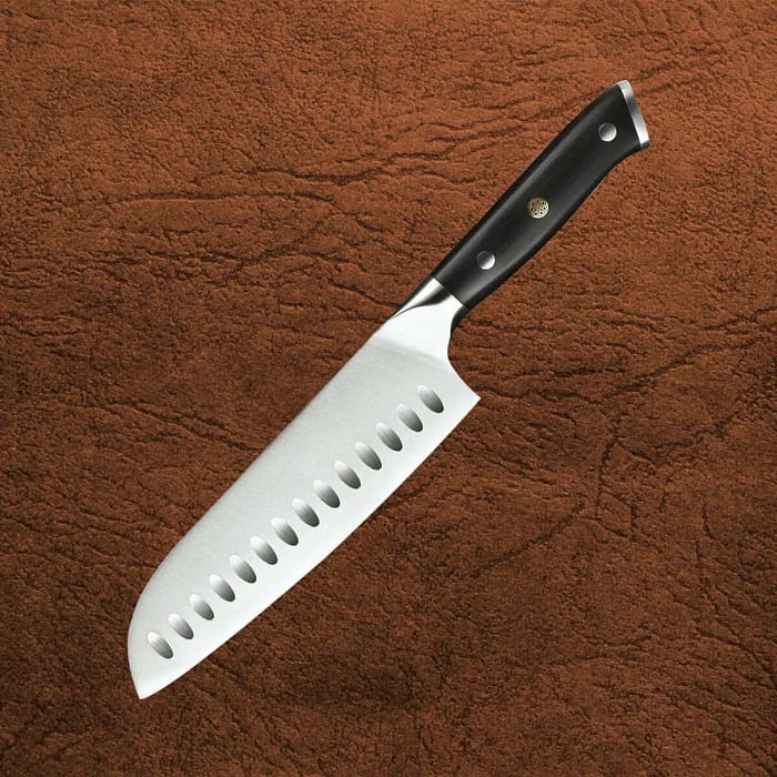 German Steel 7 Inches Santoku Knife with Natural Ebony Wood Handle