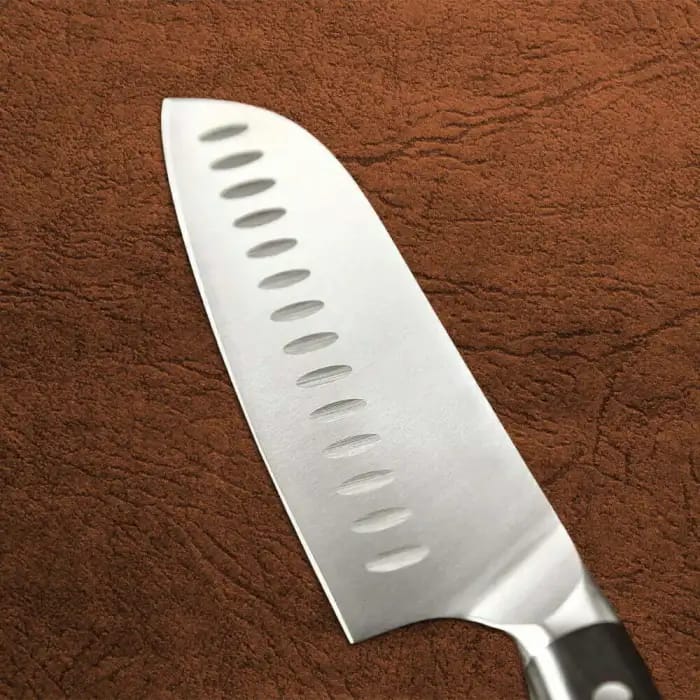 German Steel 7 Inches Santoku Knife With Natural Ebony Wood Handle