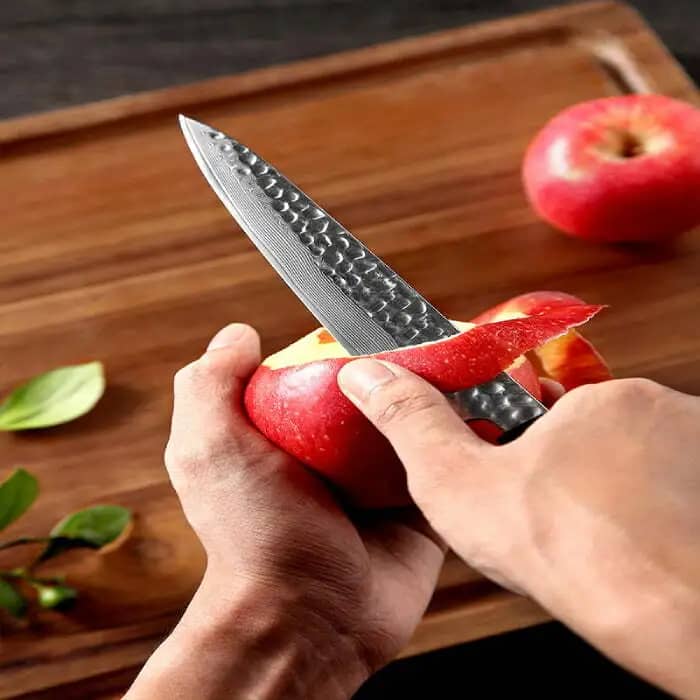Damascus Professional Japanese 6 Inches Kitchen Utility Knife with Desert Iron Wood