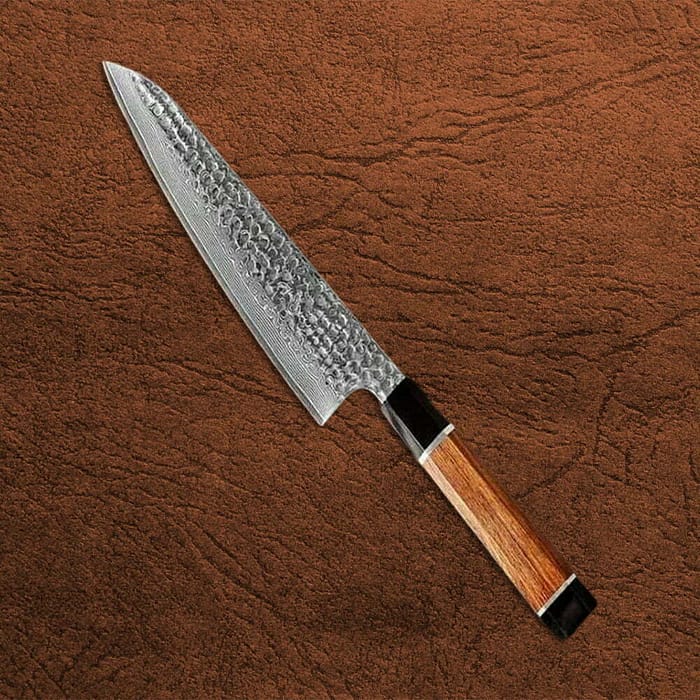 Damascus Japanese 8 Inches Kitchen Chef Knife With Desert Iron Wood Handle