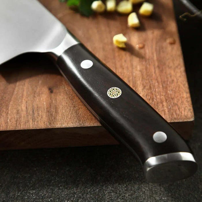 German Steel 8 Inches Kitchen Chef Knife With Natural Ebony Wood Handle