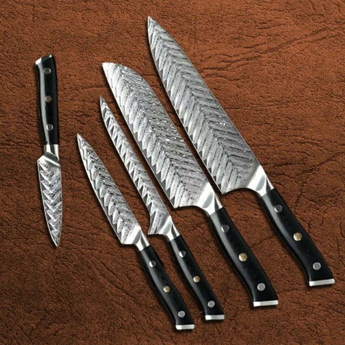 Damascus Hand Forged Kitchen Chef Knife Set