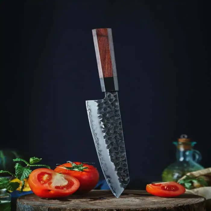 DSKK PM8S High Carbon 3 Layers Steel Chef Knife with 10Cr Core Wooden Handle